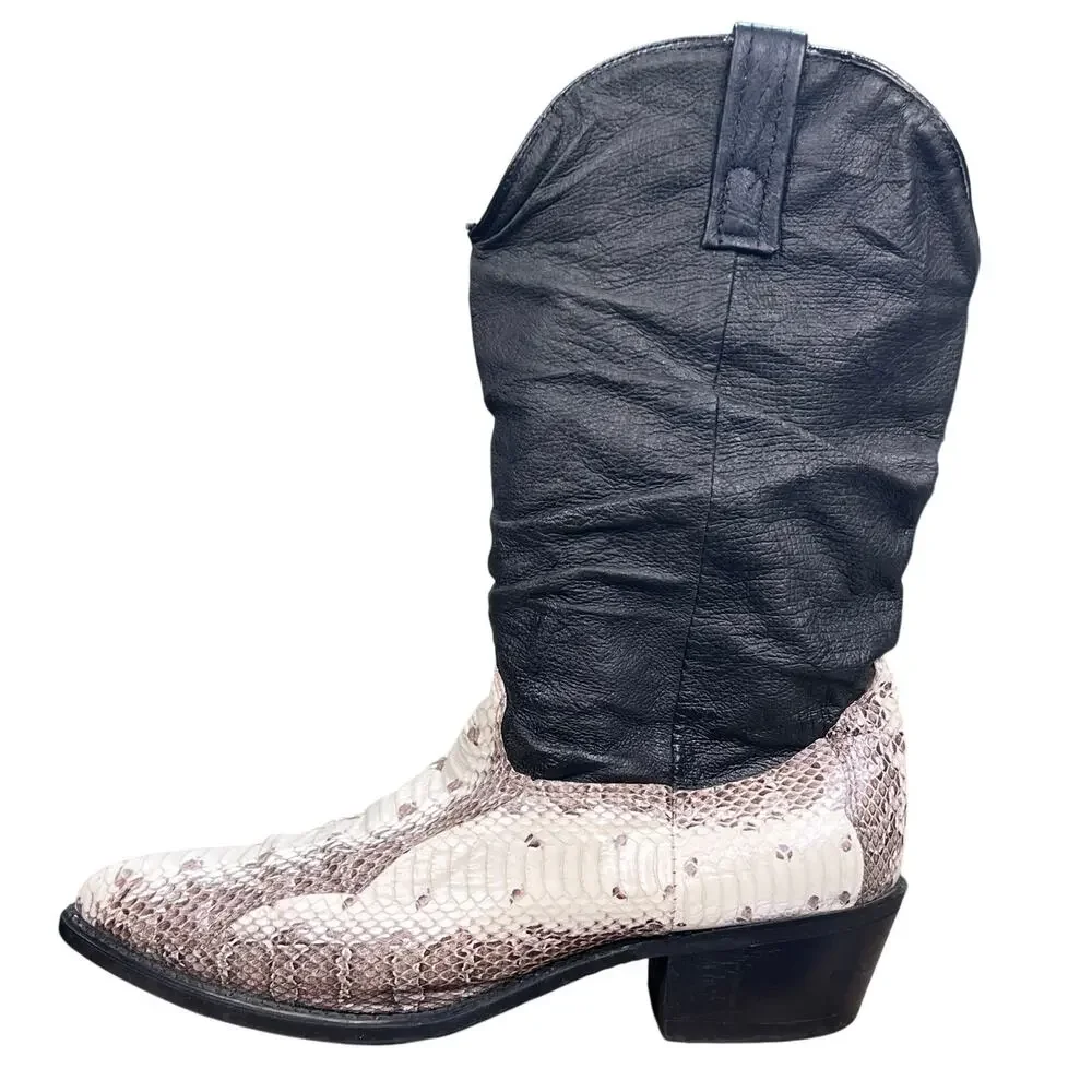 Vintage Abilene Python Snakeskin Slouch Cowboy Boots Men's 10 D